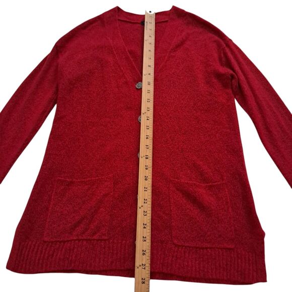 Talbots Cardigan Sweater Women's XS Red Sparkly Button Pockets Holiday Christmas - Picture 9 of 10